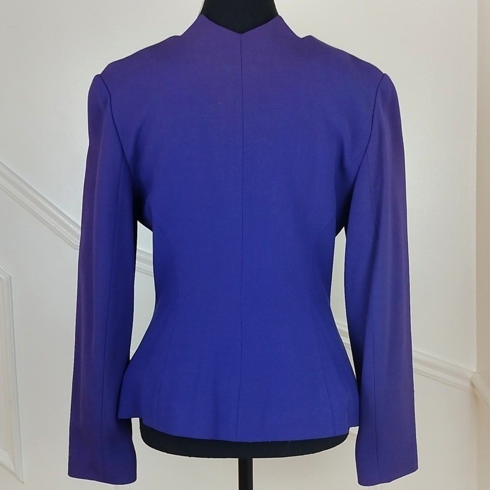 Vintage Claude Bert Paris Wool Sculptural Button Blazer Women 38 Purple French - Picture 2 of 3